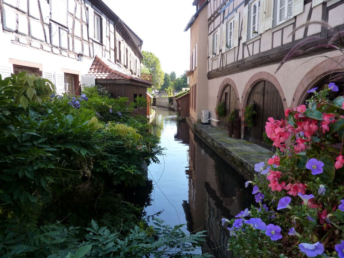 Durch Wissembourg fließt der Fluss Lauter – zwischen den Häusern der Altstadt mit vielen geschmückten Brücken darüber.